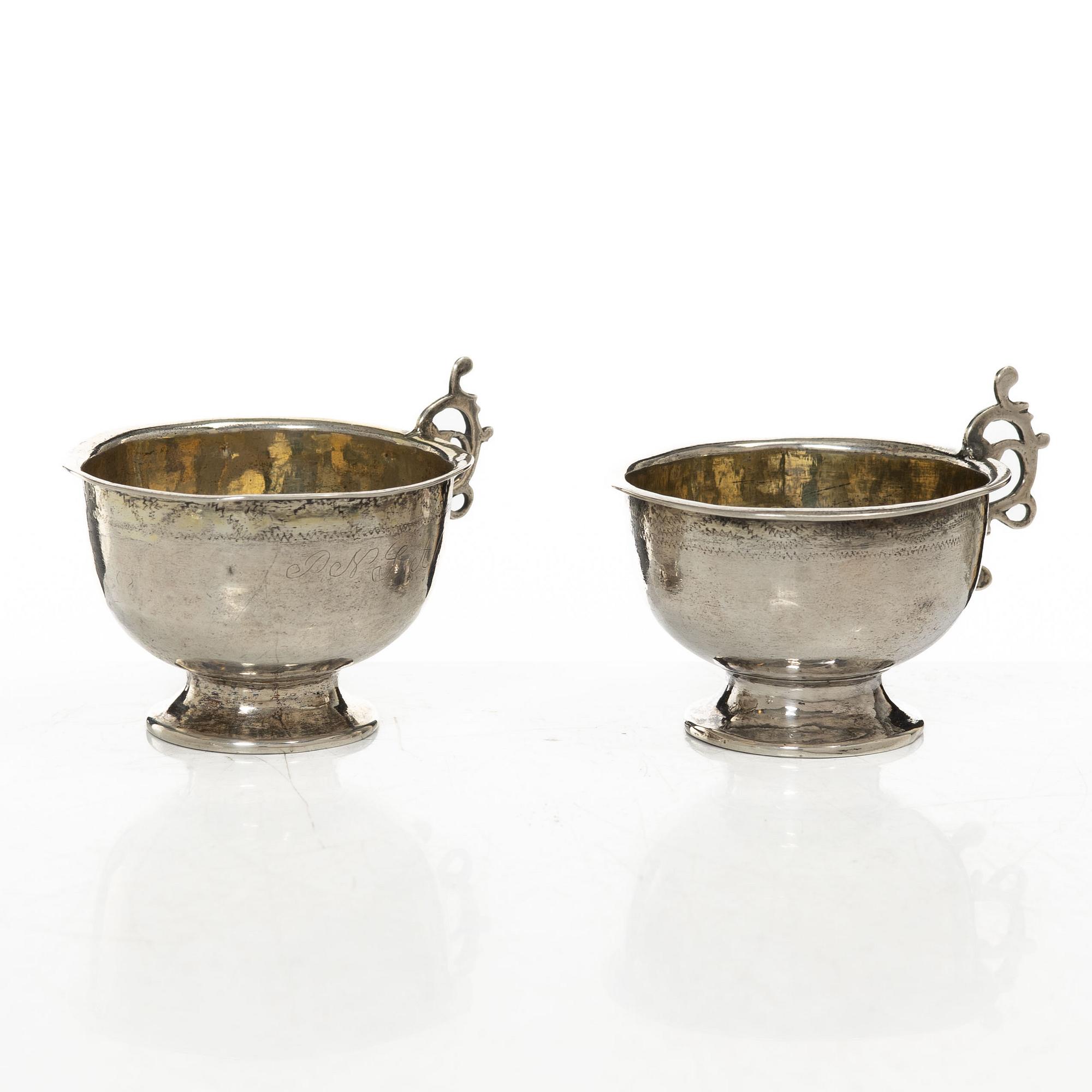 Erik Ericson, supkoppar, ett par, silver, Uppsala 1788.