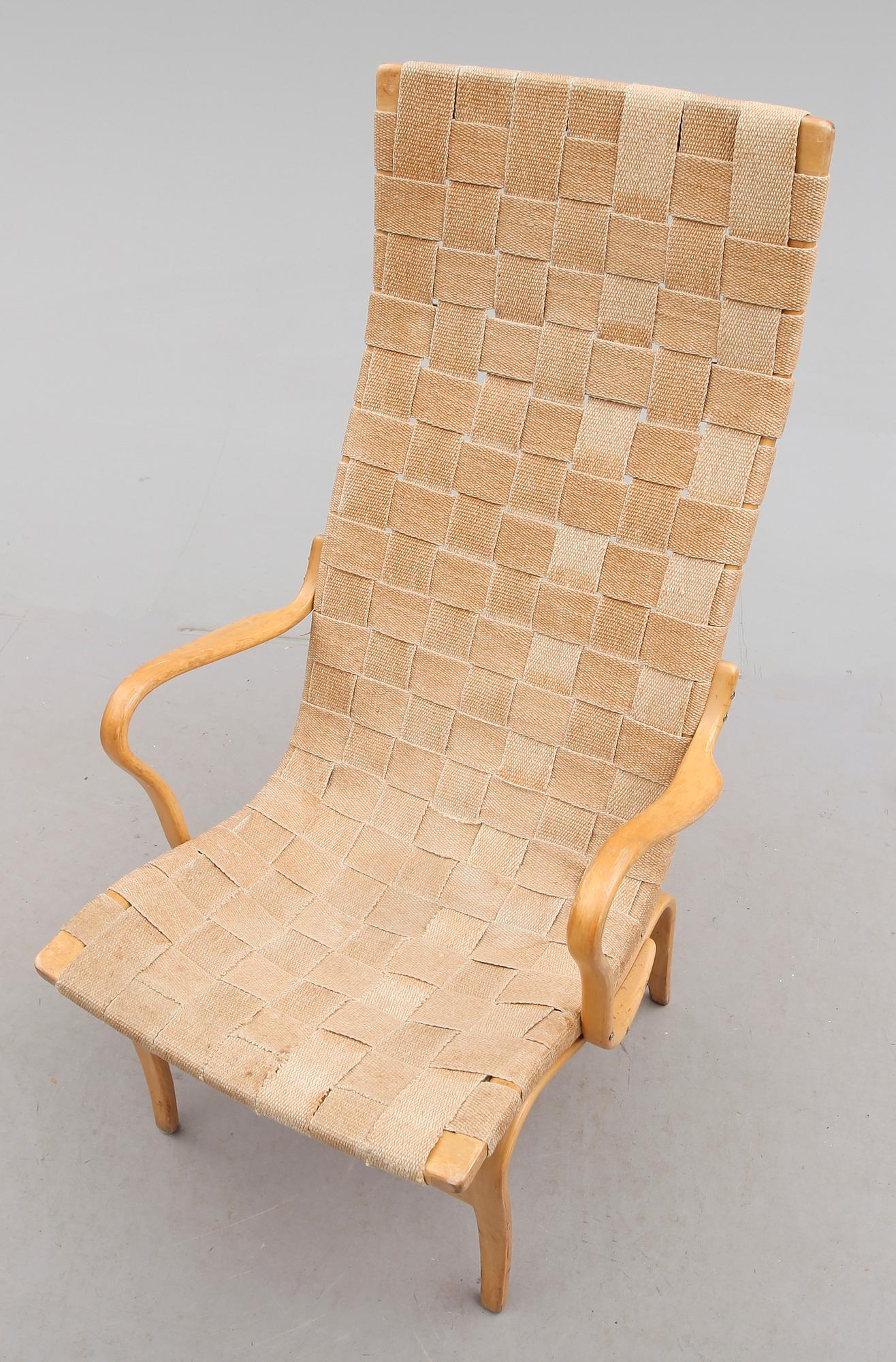 FÅTÖLJ, "Eva hög", Bruno Mathsson, 1900-talets andra hälft.