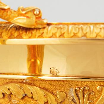 Paradkopp med fat, "The Demidoff cup", guld och emalj, Gabriel-Raoul Morel, Paris, daterad 1824.
