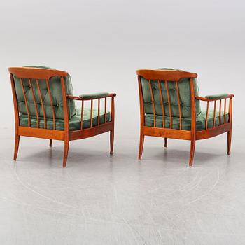 A pair of 'Skrindan' easy chairs by Kerstin Hörlin-Holmquist for OPE, 1960's.