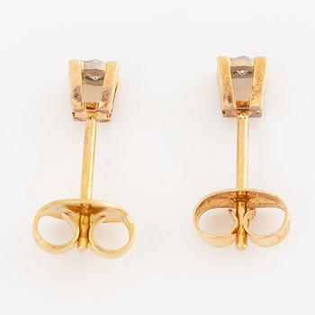 Earrings, 18K gold with small octagon-cut diamonds.