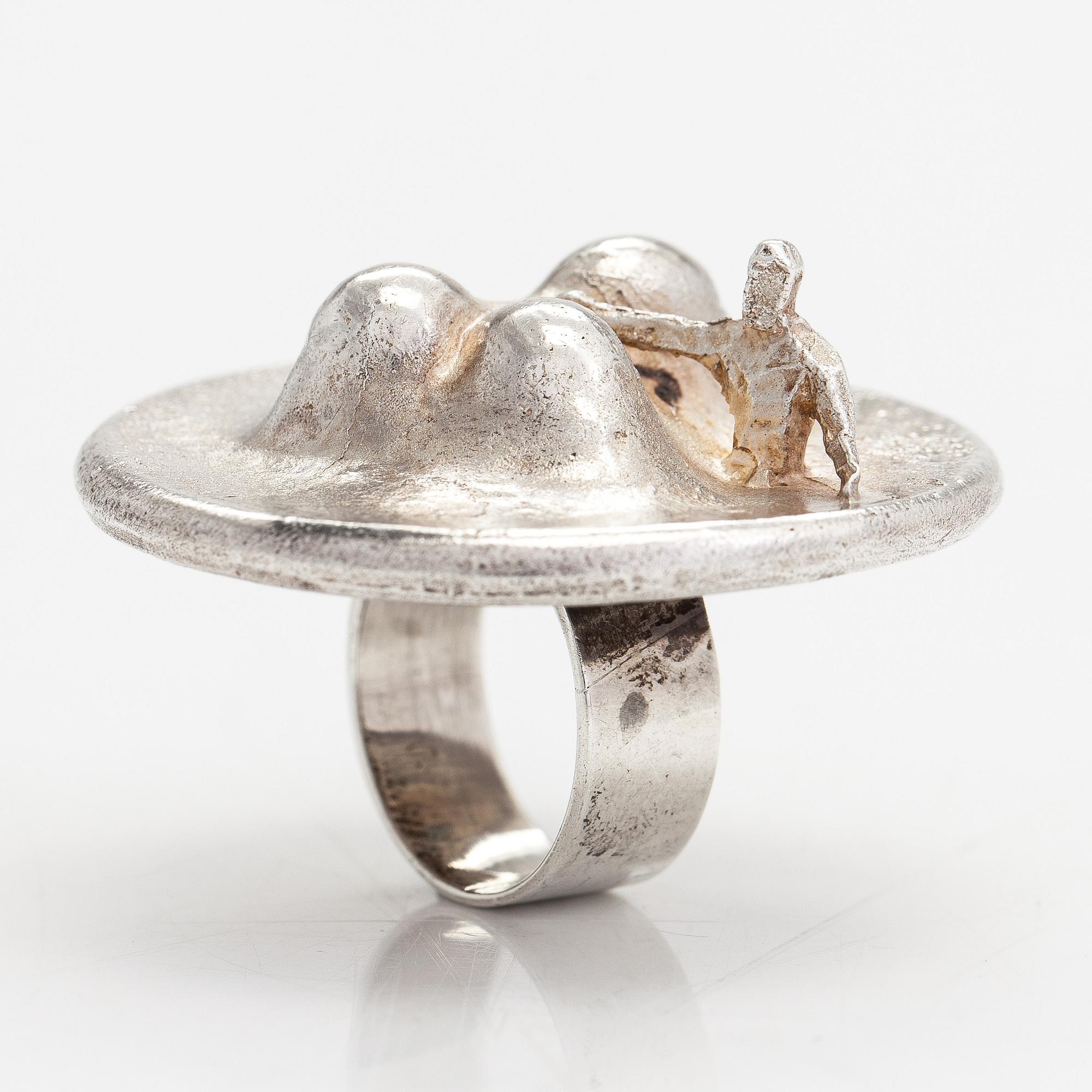 Björn Weckström, ring "Nära utbrottet", sterlingsilver, Lapponia 1971.