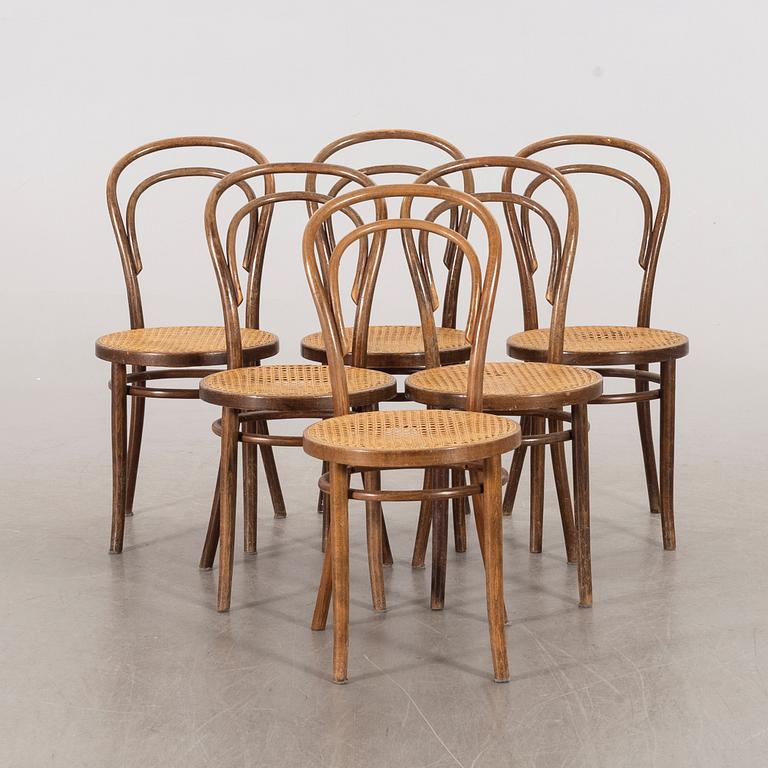 6 CHAIRS, Thonet-style, second half of the 20th century.