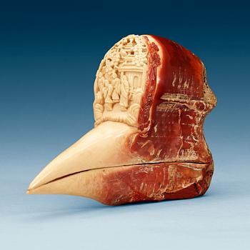 1429. A carved Hornbill skull, Qing dynasty, 19th Century.