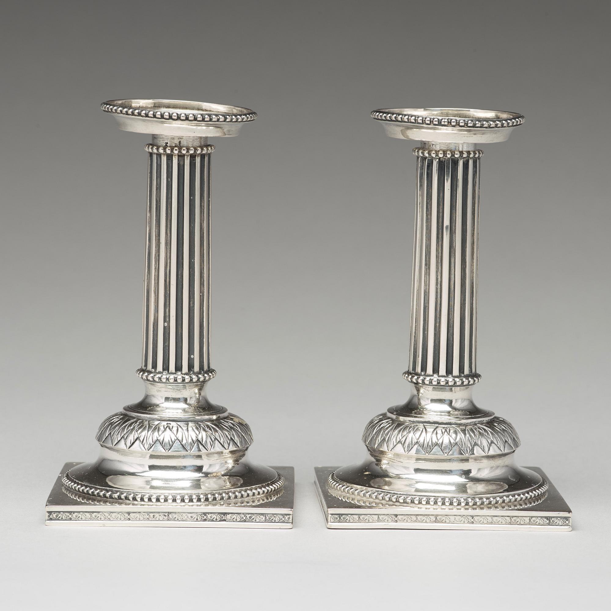 Stephan Westerstråhle, ljusstakar, ett par, silver, Stockholm 1793. Gustavianska.