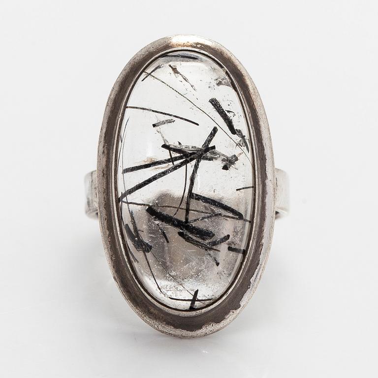 Erik Granit, ring, silver and rutilated quartz, Helsinki, 1962.