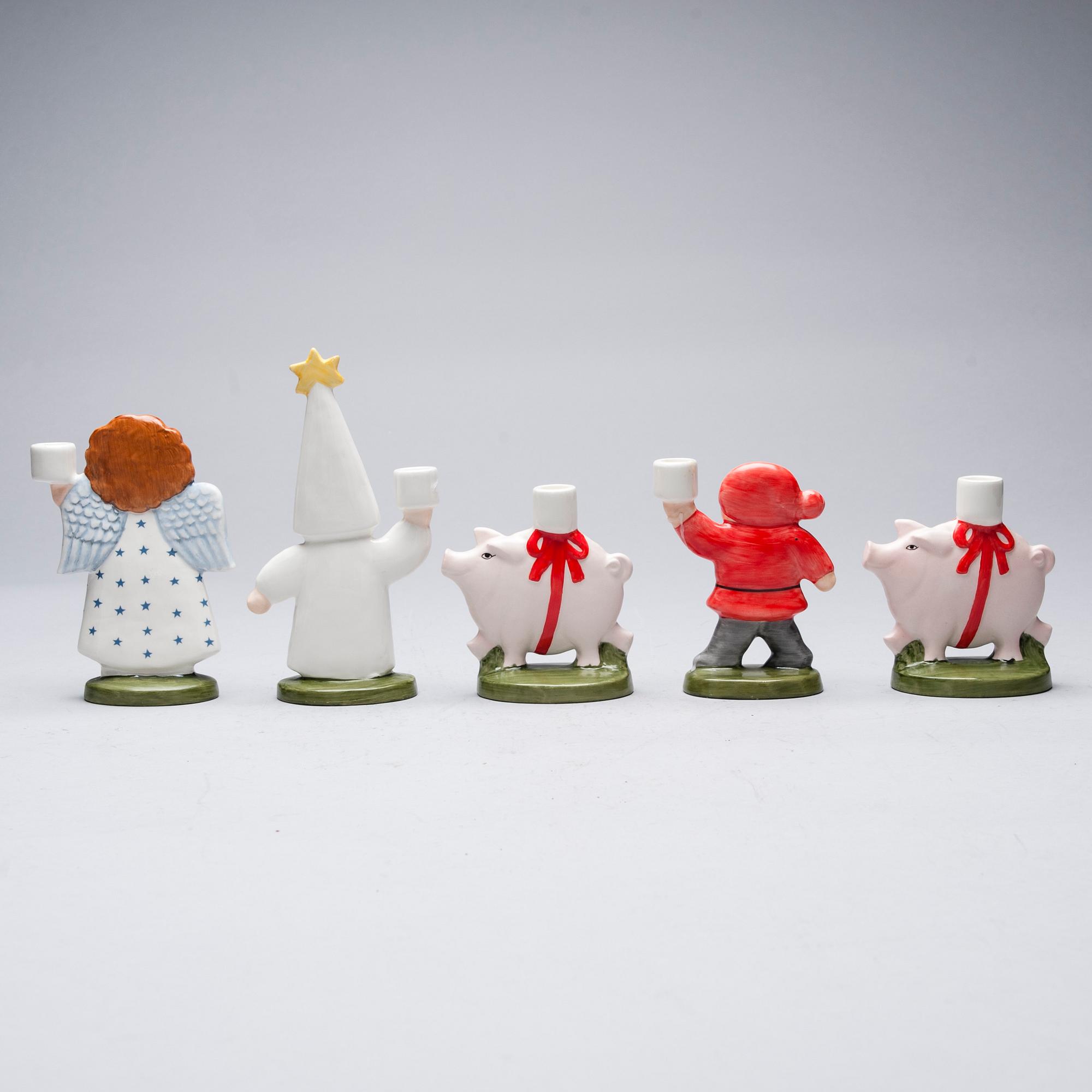 FIGURINER, 5 st, keramik, Lisa Larson, Goebel, Västtyskland, 1987.