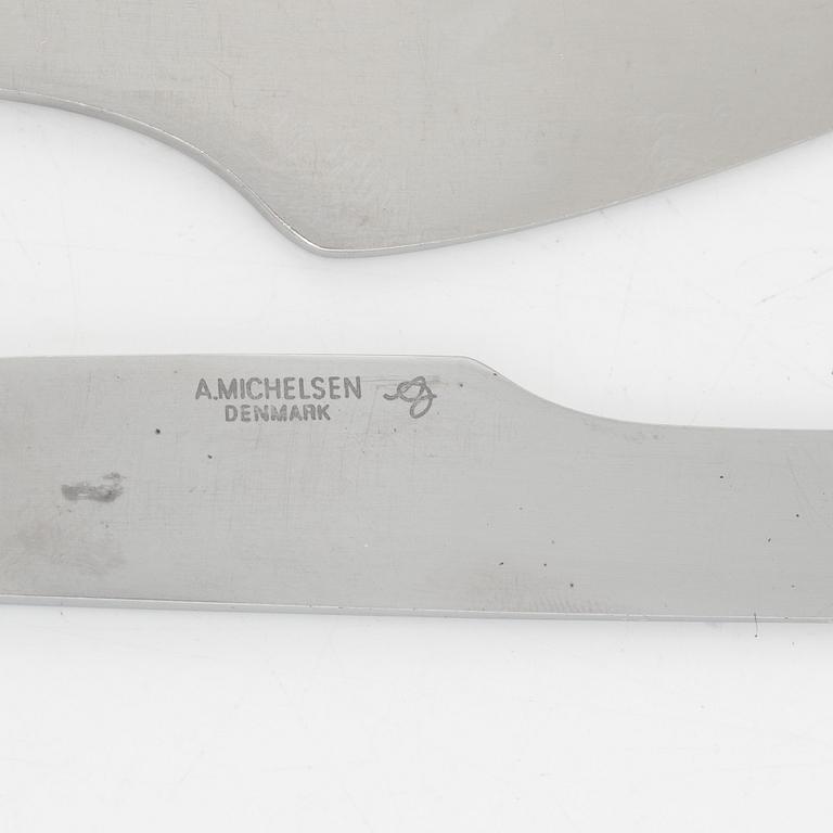 Arne Jacobsen, a 57-piece stainless steel flat wear set, A. Michelsen and Georg Jensen, Denmark.