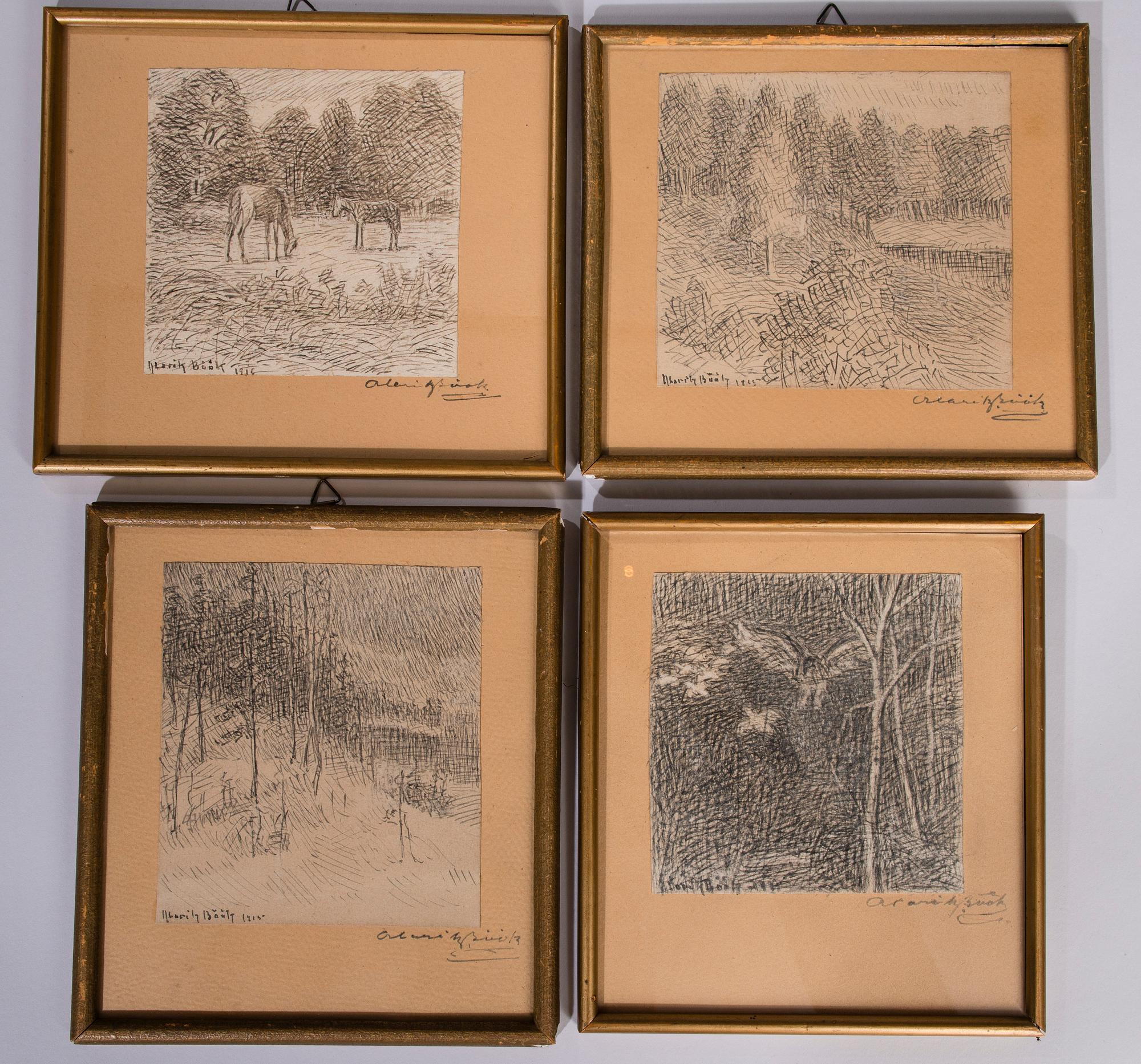 ALARIK BÖÖK, 4 st teckningar, signerade.