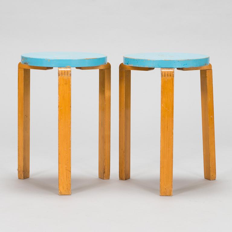 Alvar Aalto, Two 1940s '60' stools for  O.Y. Huonekalu- ja Rakennustyötehdas A.B. Finland.