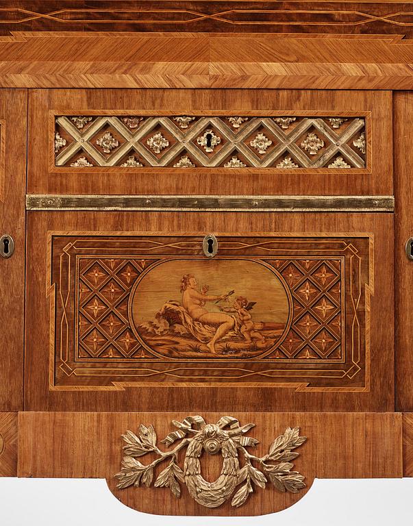 A Gustavian marquetry and ormolu-mounted  secretaire by Gottlieb Iwersson ca 1781 (master in Stockholm 1778-1813)..