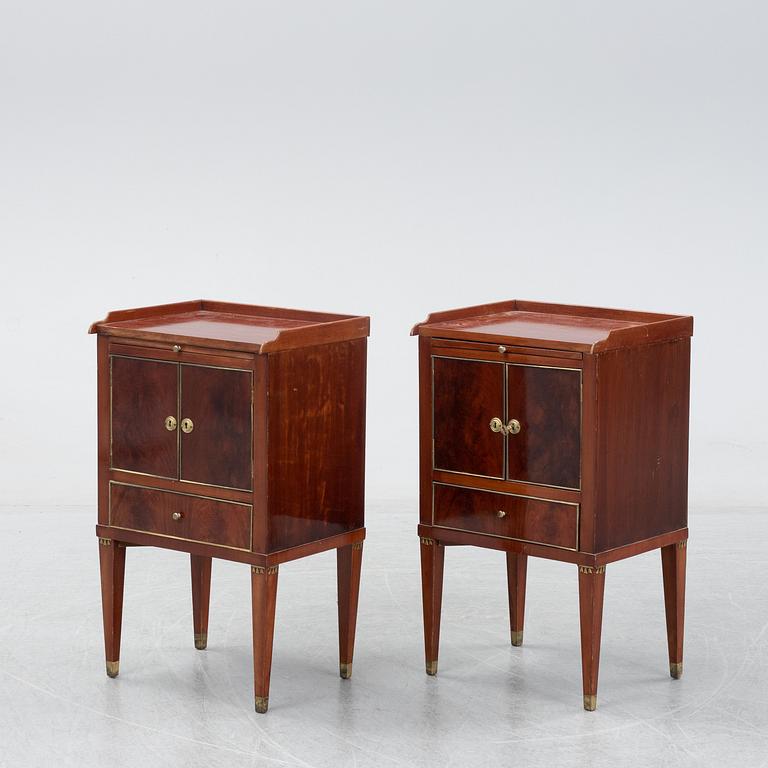 A pair of late Gustavian style bedside cabinets, second half of the 19th century.