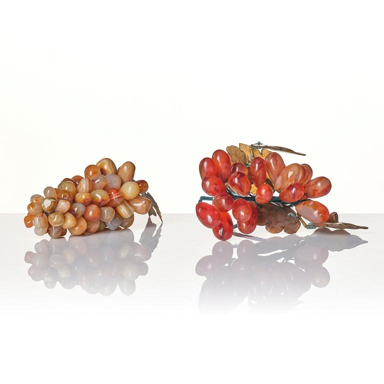 A set of two grape sculptures, China, 20th century.