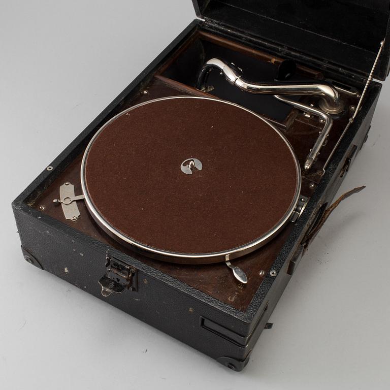 A TRAVEL Gramofon, His Master's Voice, early 20th century.
