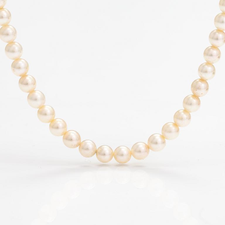 Pärlcollier, odlade pärlor, silver.