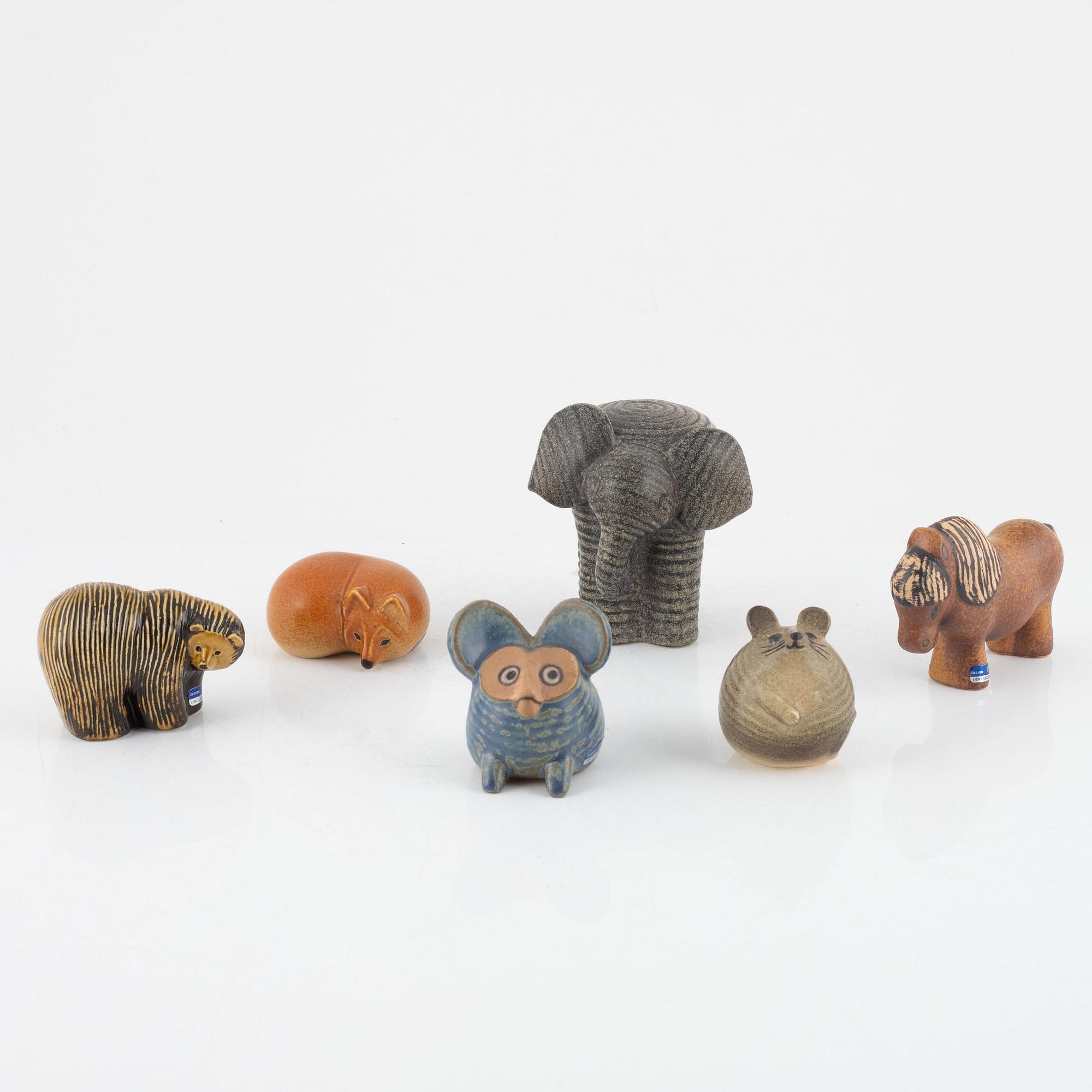 Lisa Larson, a group of six figurines, Gustavsberg and K-Studion.