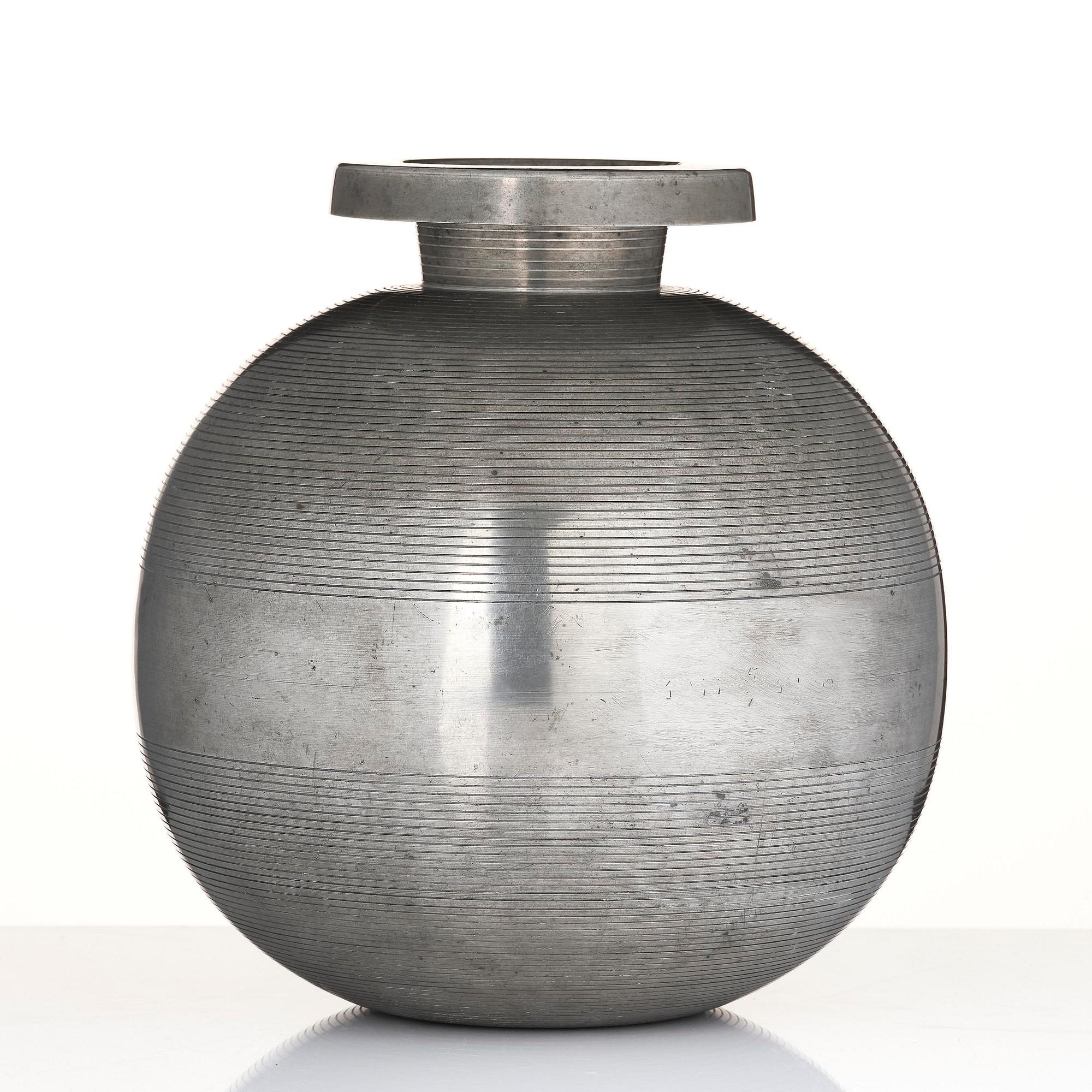 Sylvia Stave, a pewter vase model 5496, C.G. Hallberg, Stockholm, 1934.