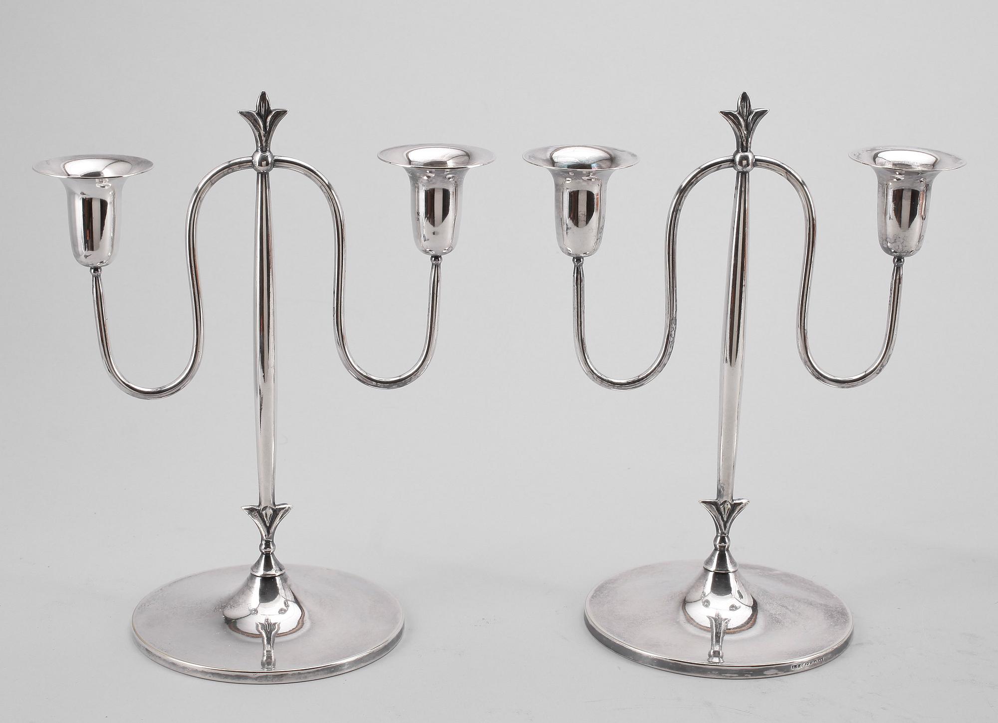 LJUSSTAKAR, 2 par, nysilver, bl a AEG, art deco, 1900-talets första hälft.