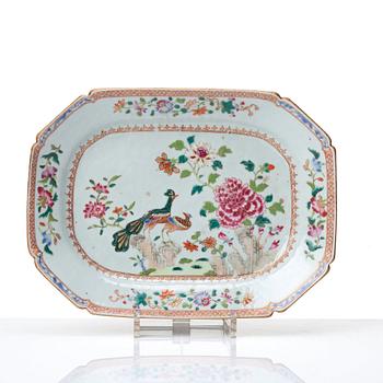 Two famille rose 'double peacock' dishes, Qing dynasty, Qianlong (1736-95).