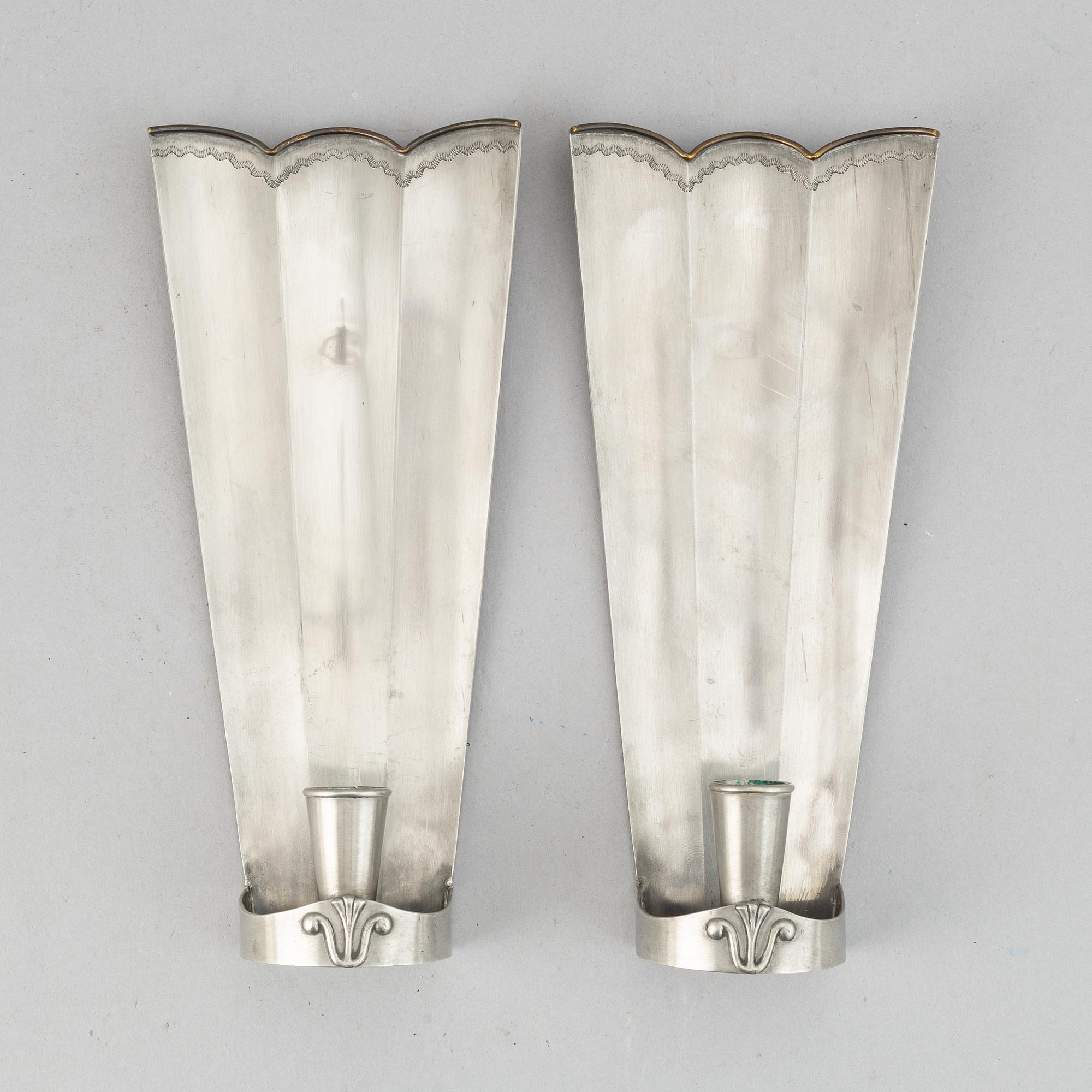 A pair of petwr wall sconces, Herman bergman AB, Stockholm, 1930.