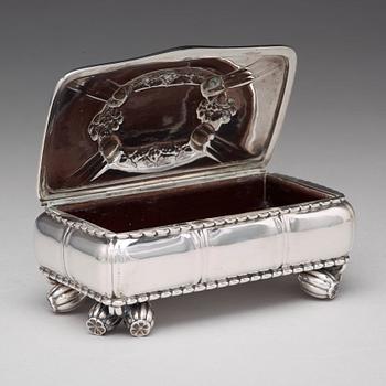 Georg Jensen, an 830/1000 silver box, Copenhagen 1919, design nr 133.