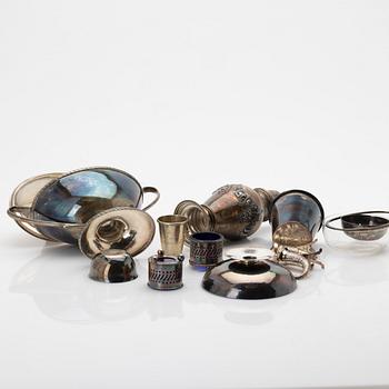 Lot of silver, 11 pieces, including Swedish items, 20th century.