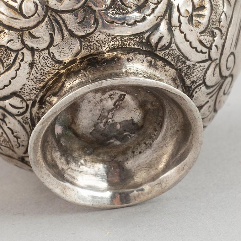 A Turkish silver sarf and cup, 18-19th century and 19-20th century.