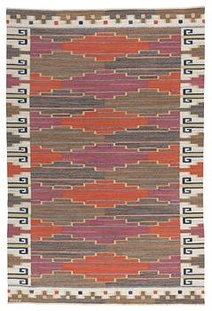 CARPET. "Bruna heden". Flat weave. 303,5 x 202 cm. Signed AB MMF.