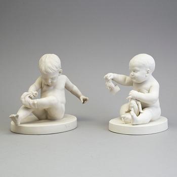 FIGURER, två st, parian, Gustafsberg 1900 och 1910.