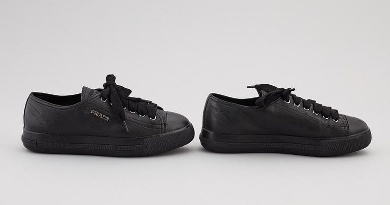 PRADA, two pairs of leather sneakers, size 35,5.