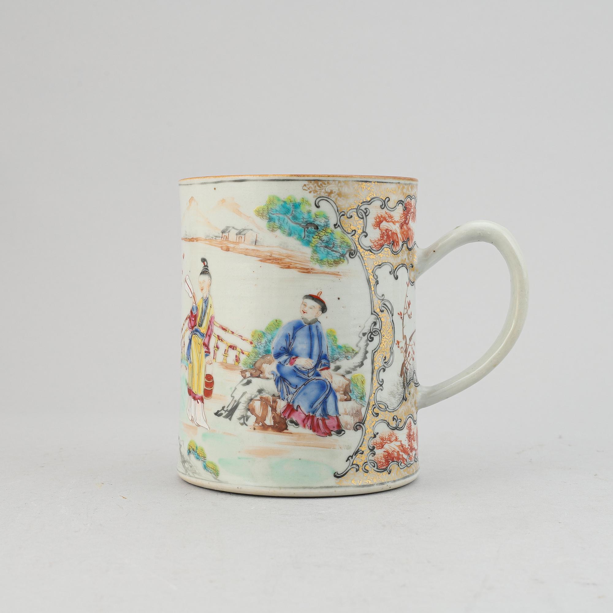 Mugg, kompaniporslin. Qingdynastin, Qianlong (1736-95).