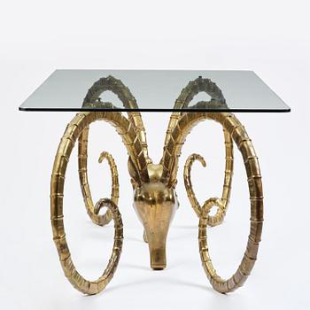 Alain Chervet, a brass and glass 'Ibex' dining table, France, 1970's.