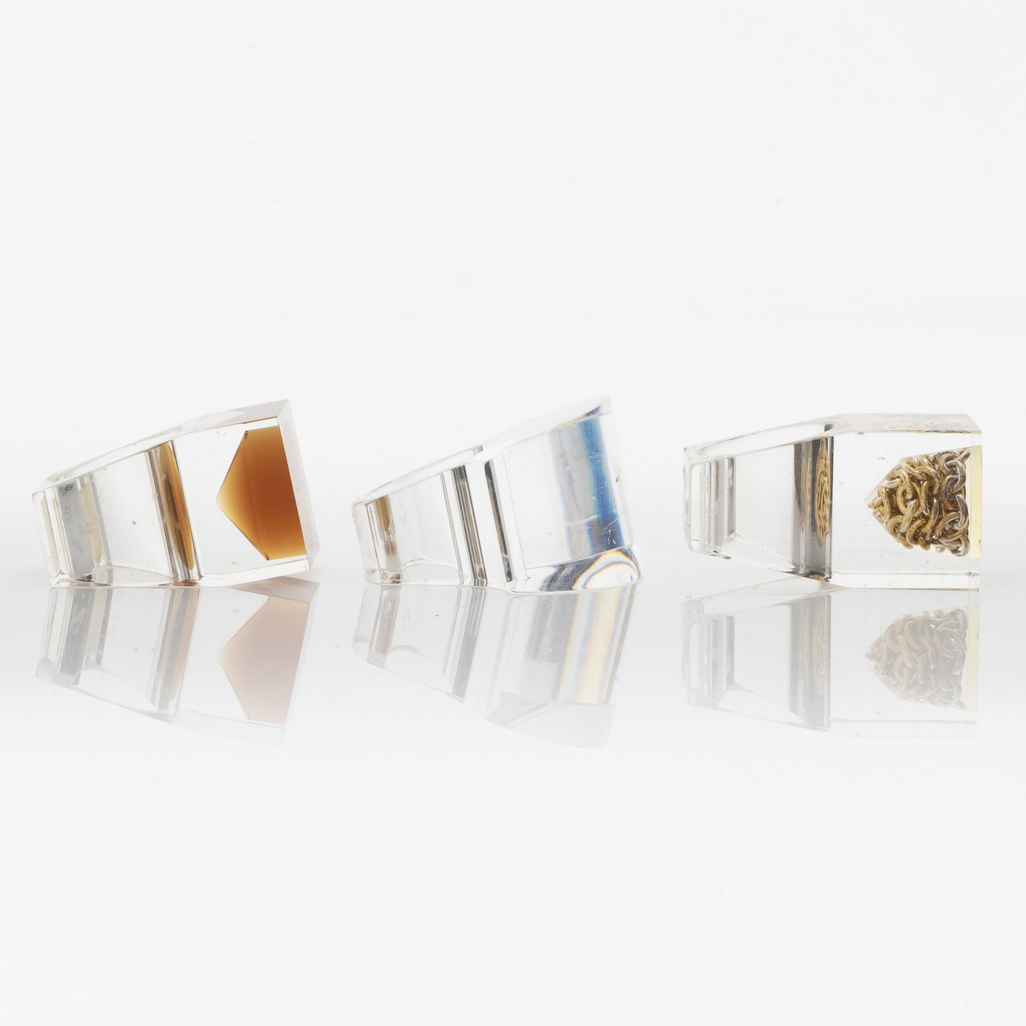 Siv Lagerström, three acrylic rings, 1970s.