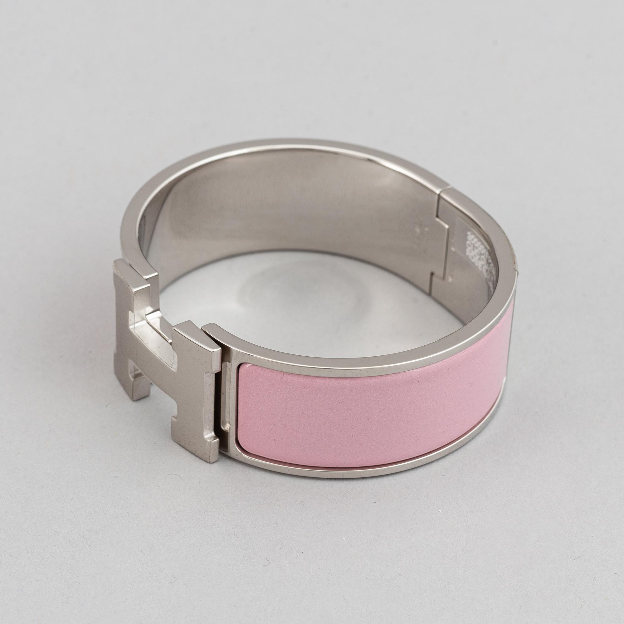 Hermès, armband, "Clic Clac H, Rose/Nacarat Silver".