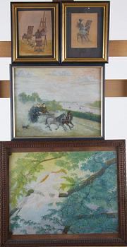 PARTI KONST, 4 delar, akvareller, KOOPMANN.