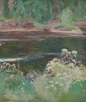 482. Pekka Halonen, "SUMMER FLOWERS BY THE STREAM".