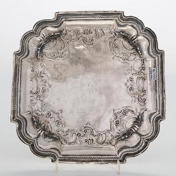 A Russian mid-18th-century silver salver, maker's mark of Fedor Petrov, Moscow 1756.
