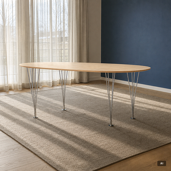 Bruno Mathsson, & Piet Hein, table, "Superellipse", Bruno Mathsson International, Värnamo.