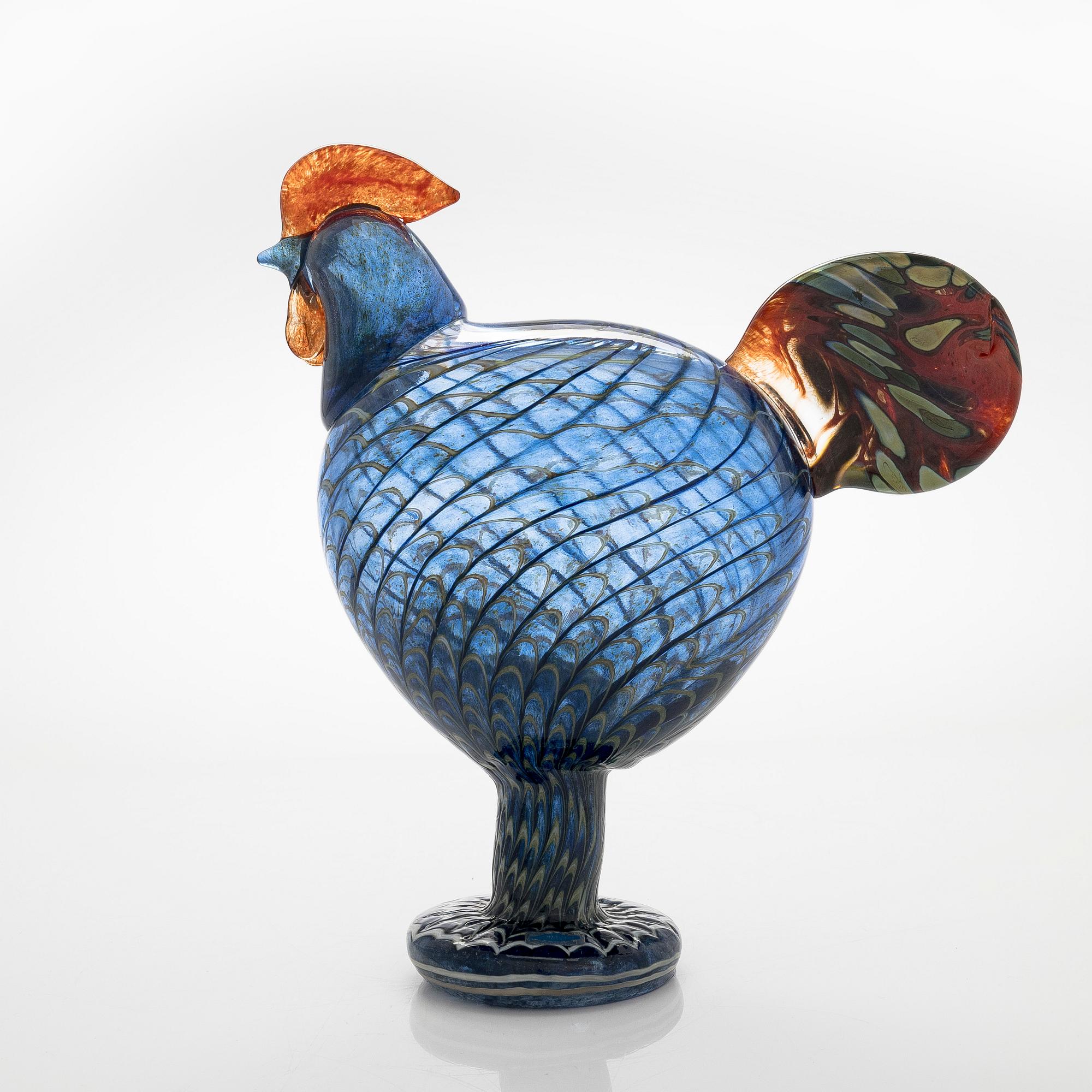 Oiva Toikka, lasilintu, signeerattu O. Toikka, Nuutajärvi.