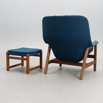 A1960s  'Caravelle' arm chair and ottoman for Puunveisto Oy - Träsnideri Ab, Finland.