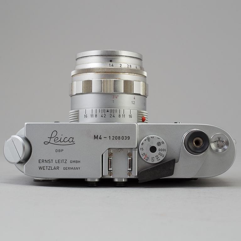 A chrome body Leica M4 no 1208039 from Wetzlar 1968. With Summilux 1:1.4/50.