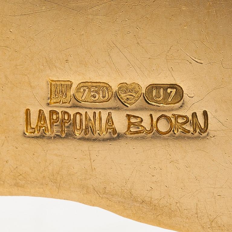 Björn Weckström, kaulakoru "Vuorilla sataa", 18K kultaa ja sammalakaattia. Lapponia 1973.