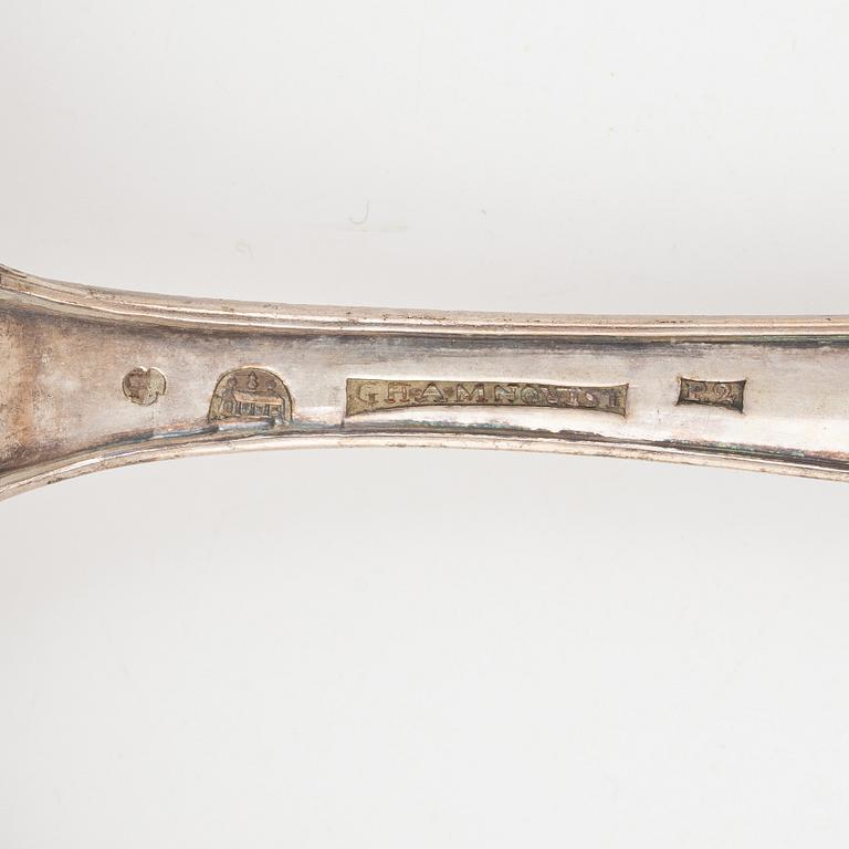 Gustaf Hamnqvist, matskedar, 6 st, silver, Åmål, 1797.