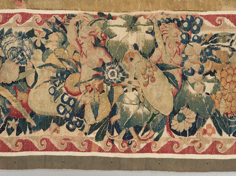 A TAPESTRY, tapestry weave, 350,5 x 372,5 cm, signed Brussels-Brabant, Flanders, mid-16th Century.