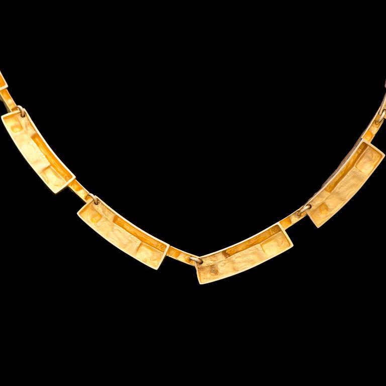 BJÖRN WECKSTRÖM, COLLIER och ÖRHÄNGEN, "Tundra", 14K guld. Lapponia 1970-73.