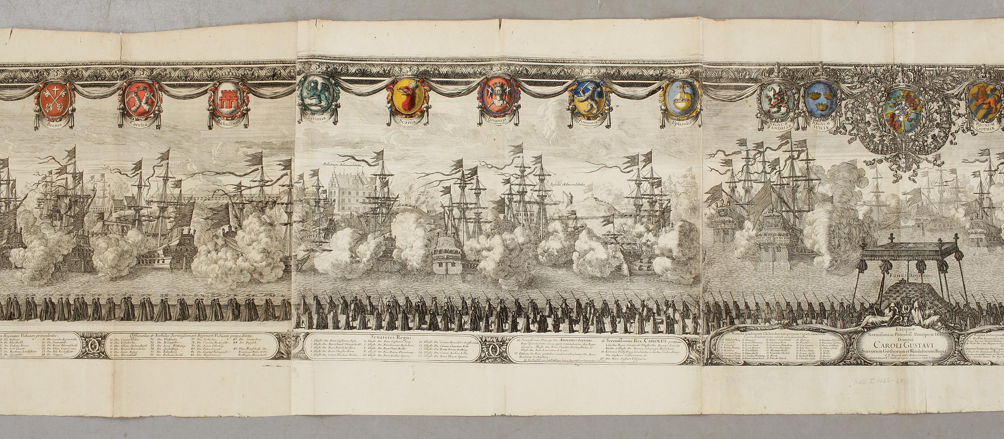 ERIK DAHLBERGH, gravyr, Karl X Gustafs gravtåg, ur Samuel von Pufendorfs verk från 1696.