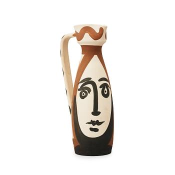 A Pablo Picasso 'Visage'faience pitcher, Madoura, Vallauris 1955.