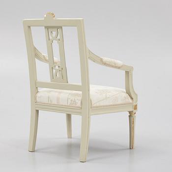 A late Gustavian style armchair, Lindome, circa 1800.