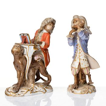 A group of eight Meissen porcelain figures from the 'Affenkapelle', late 19th Century.