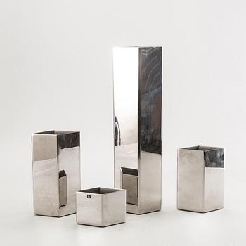 Sigurd Persson, a set of four metal signed vases.